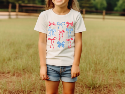 "Red, White and Bows" Kids T-shirt