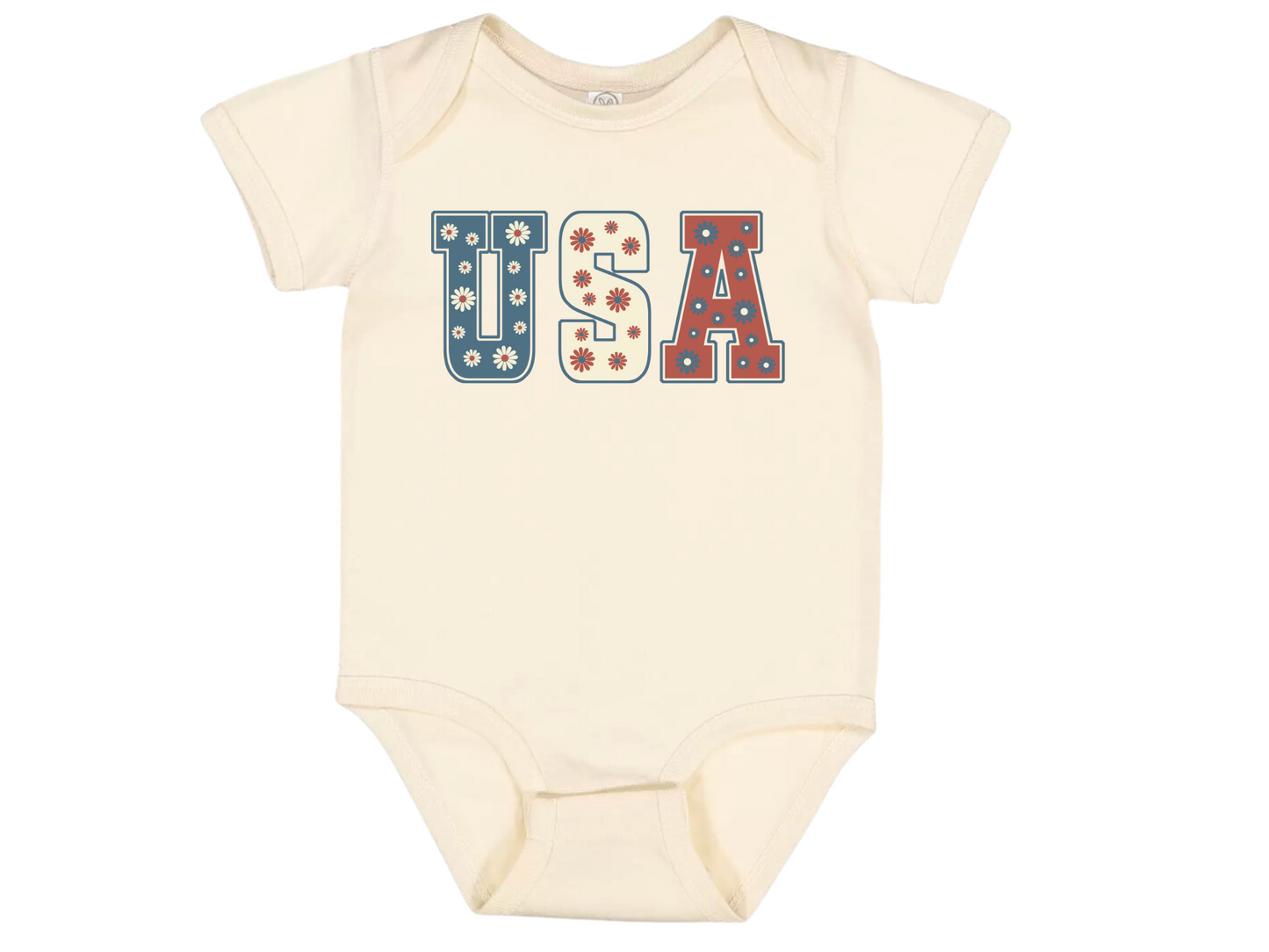 "Floral USA" Baby Onesie