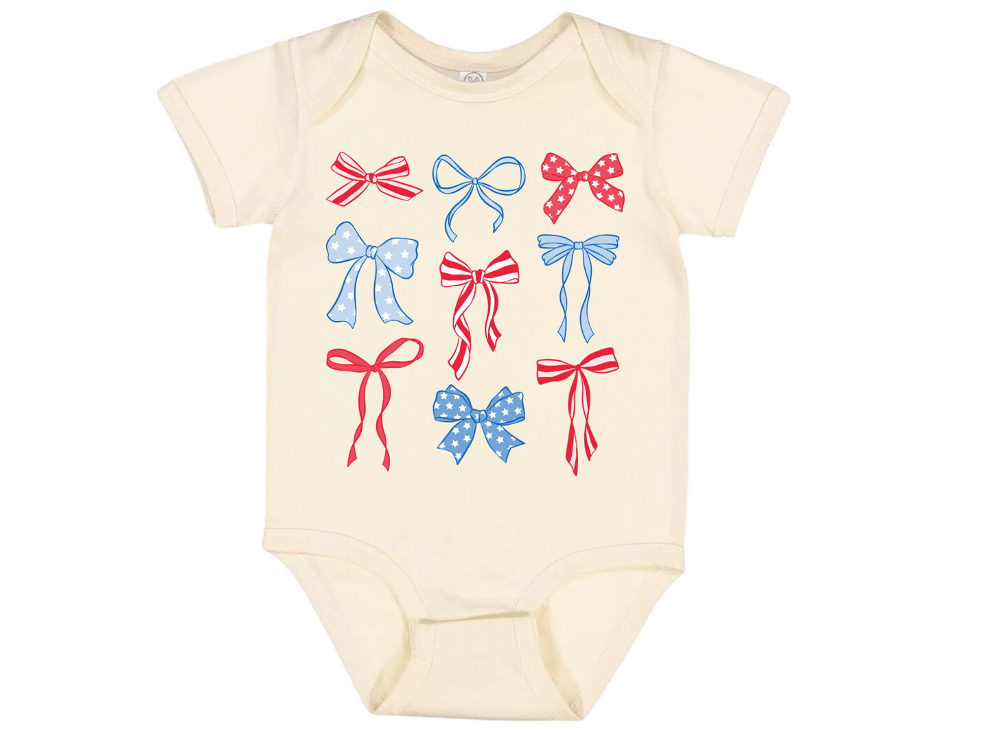 "Red, White and Bows" Baby Onesie