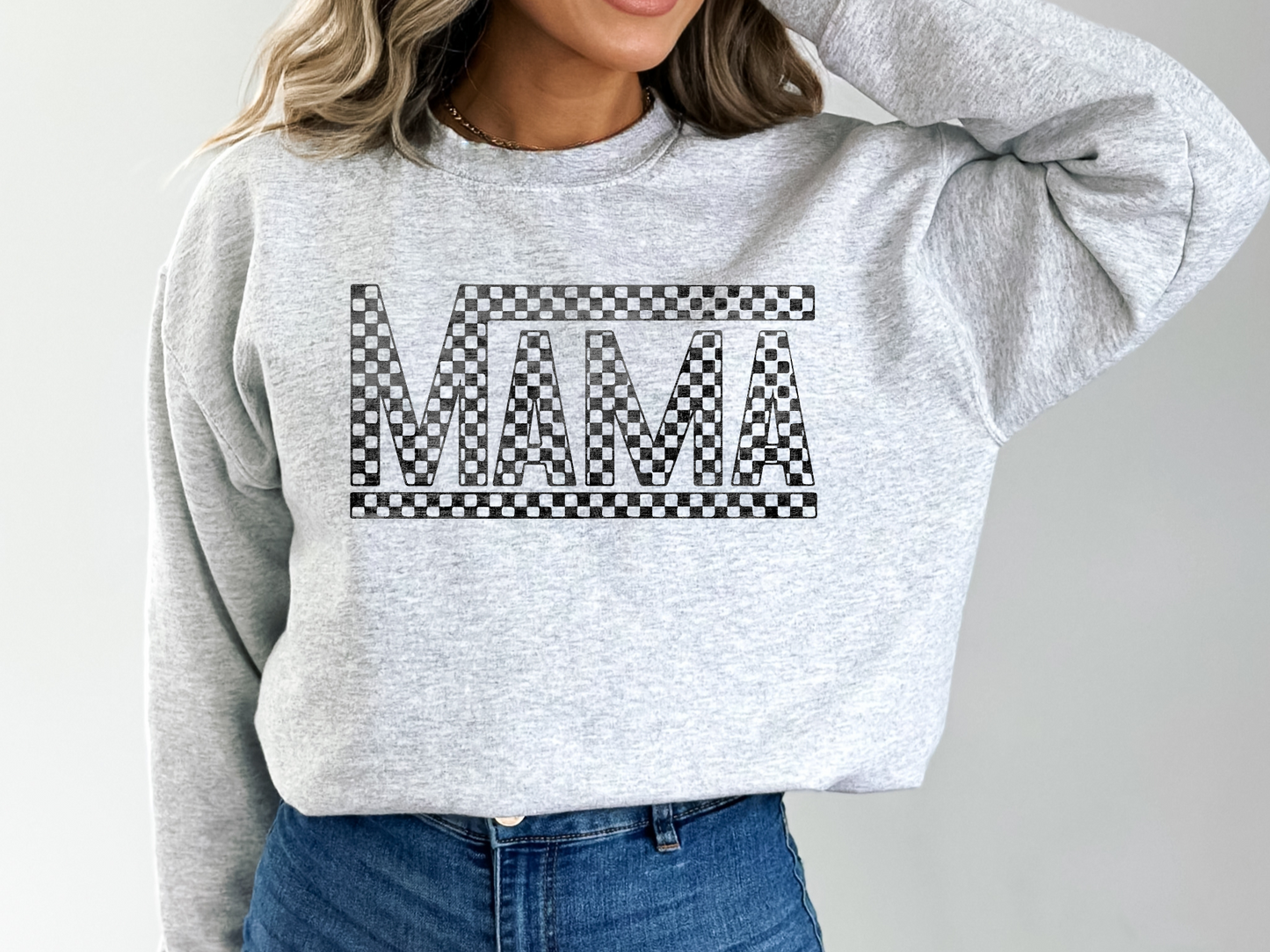 "Mama Checkered" Crewneck Sweatshirt