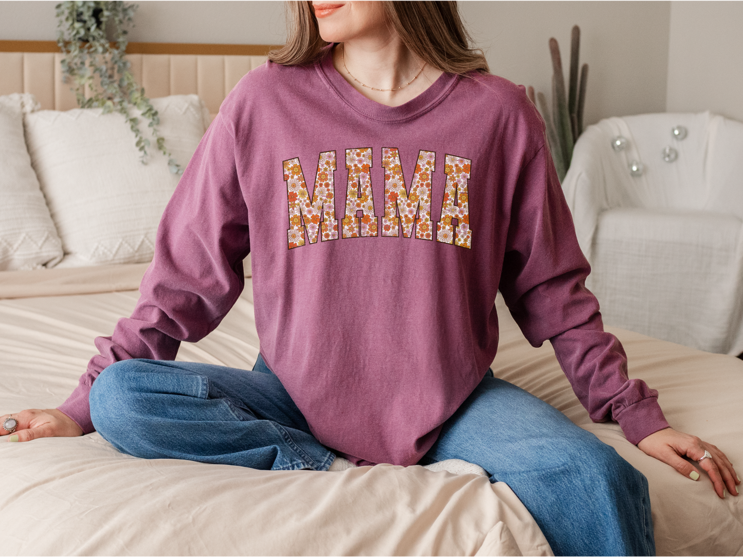 "Floral Mama" Comfort Colors Long Sleeve