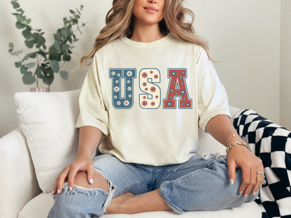 "Floral USA" Comfort Colors T-shirt